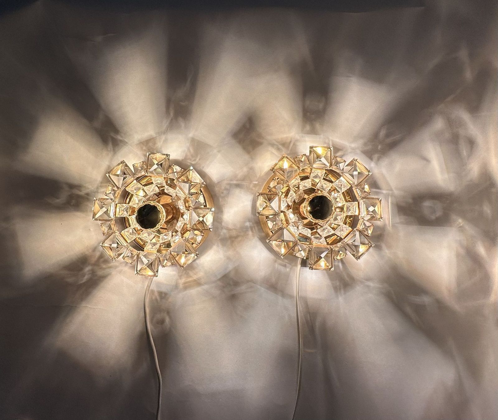 Set Of 2 Palwa Crystal Wall Lamps Sconce Lamp , 1970’s Germany photo vinterior