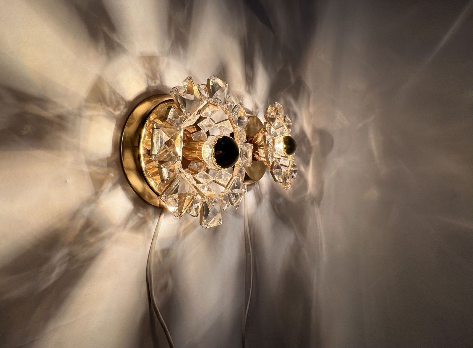 Set Of 2 Palwa Crystal Wall Lamps Sconce Lamp , 1970’s Germany photo vintage