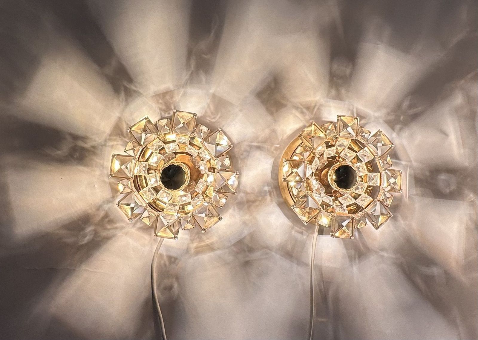 photo for sale Set Of 2 Palwa Crystal Wall Lamps Sconce Lamp , 1970’s Germany
