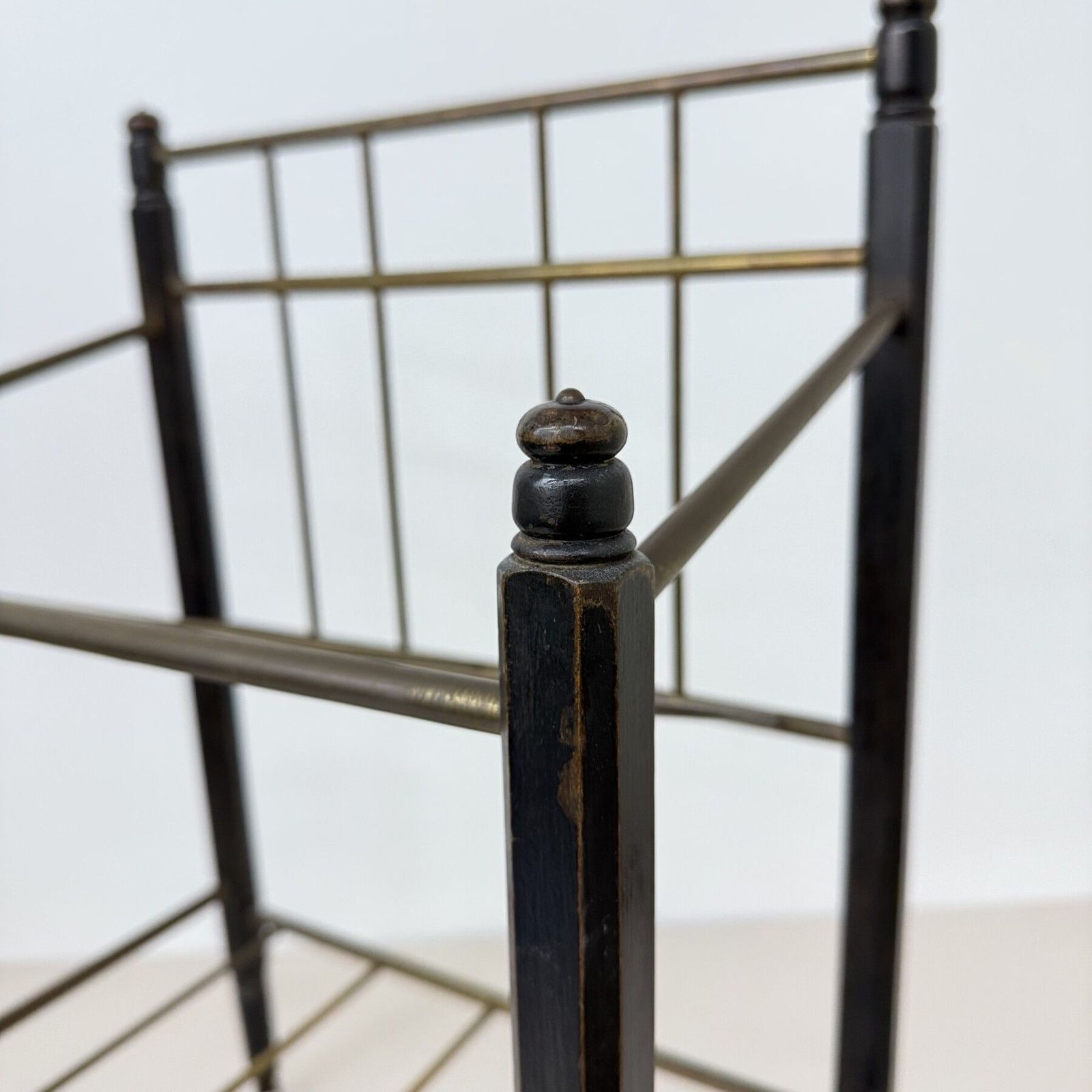 Wooden Magazine Rack With Brass Details , 1950s photo vinterior