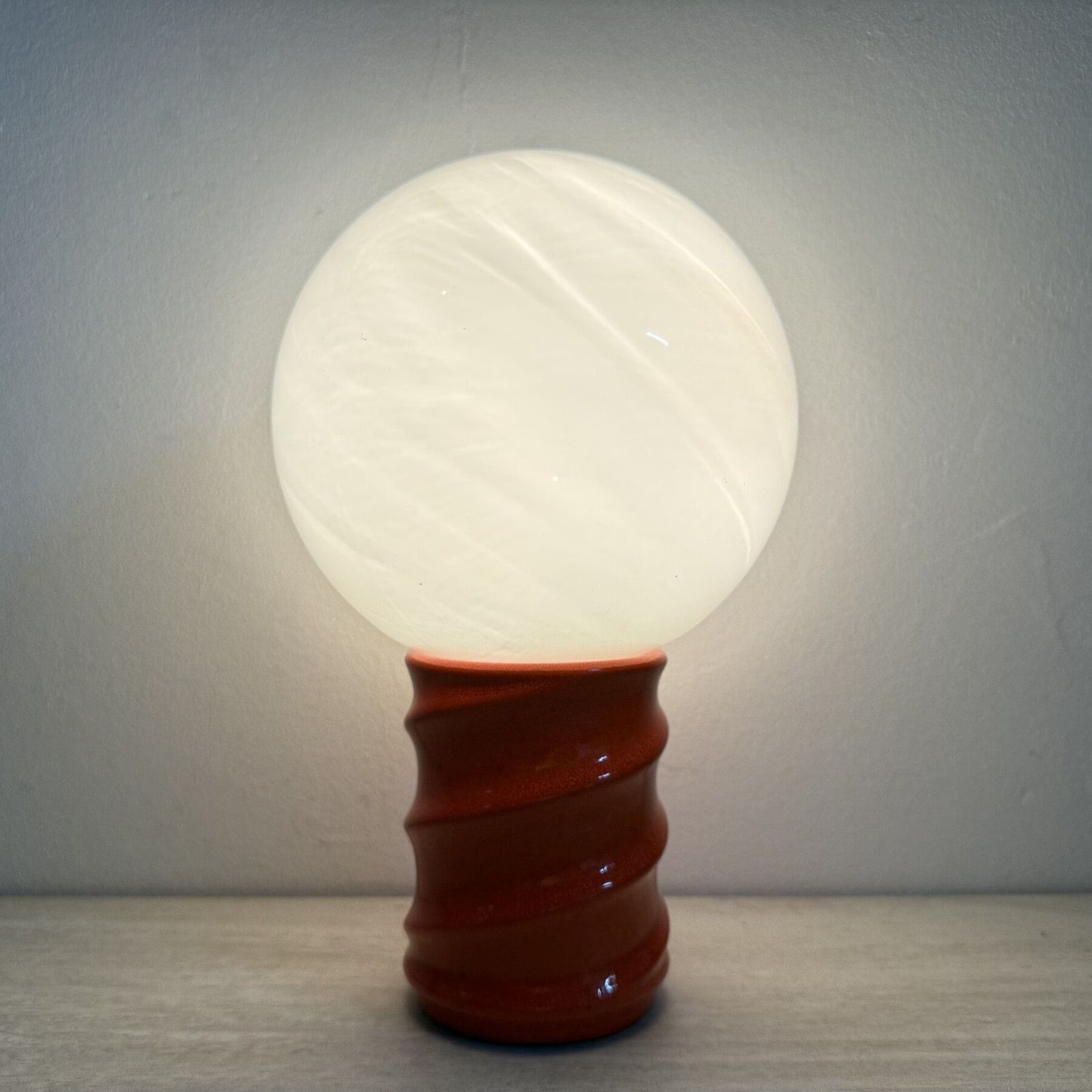 Vintage Keramieken Tafellamp Met Glazen Bol, Jaren 1970 photo Verlichting