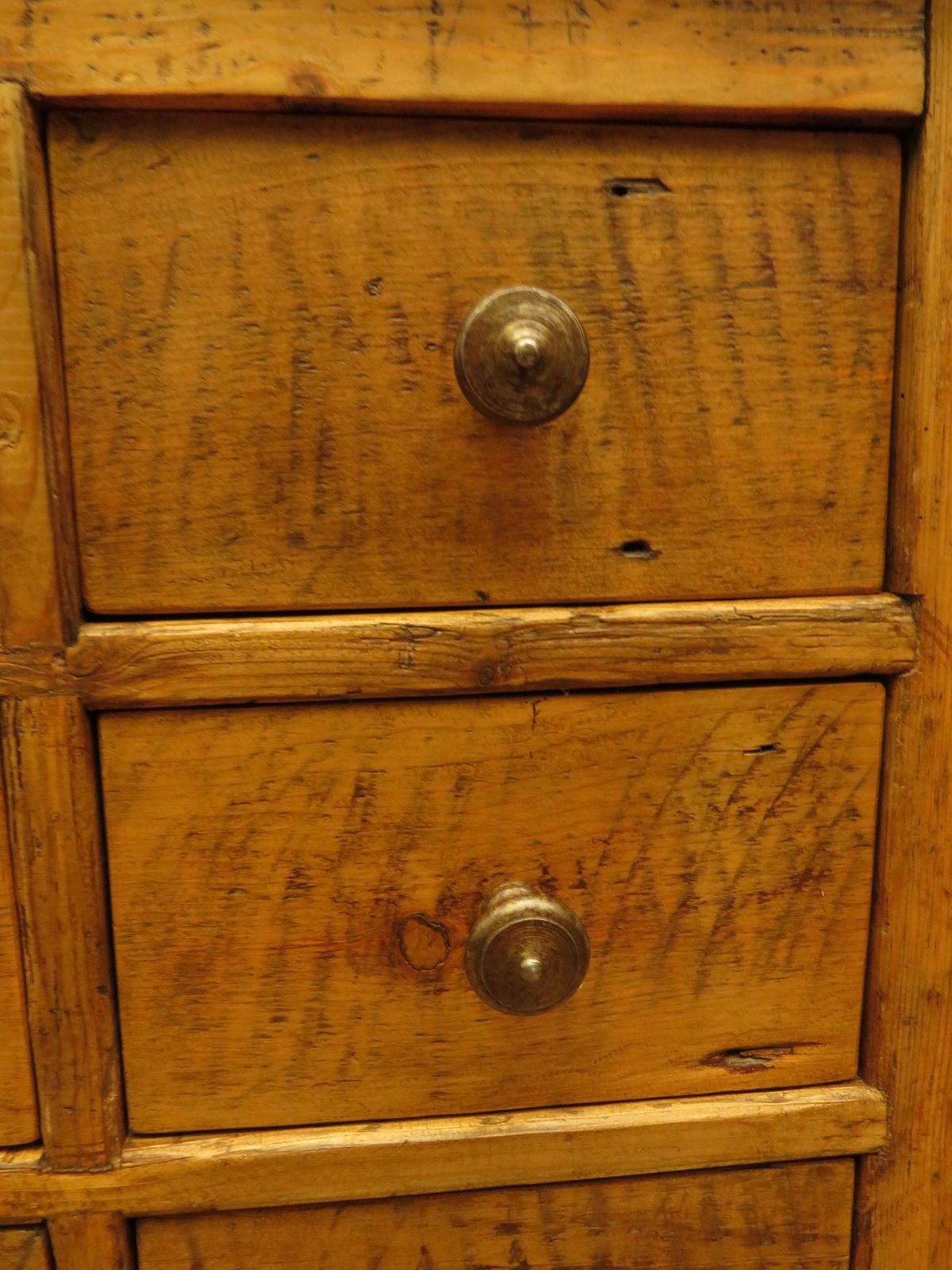 Furniture Large Handmade Pine Bank Of Drawers photo