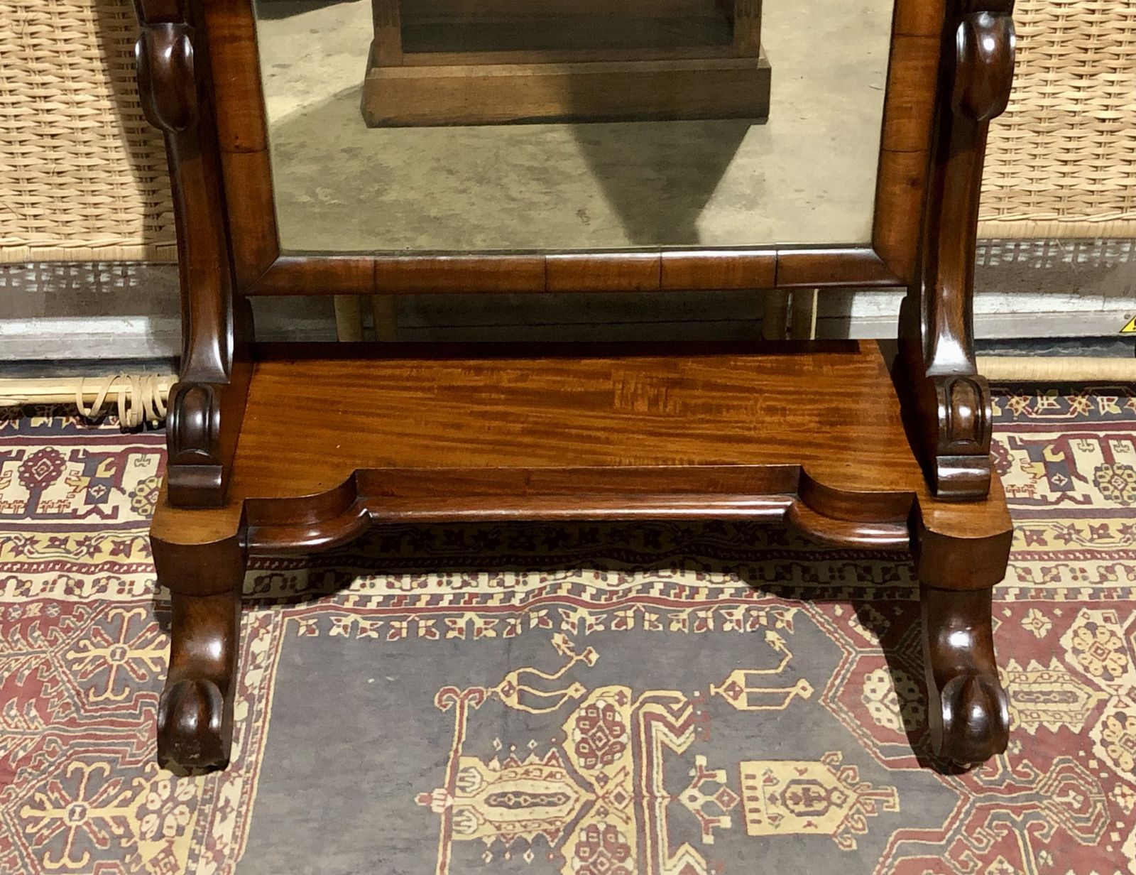Handsome Victorian Mahogany Cheval Mirror photo vinterior