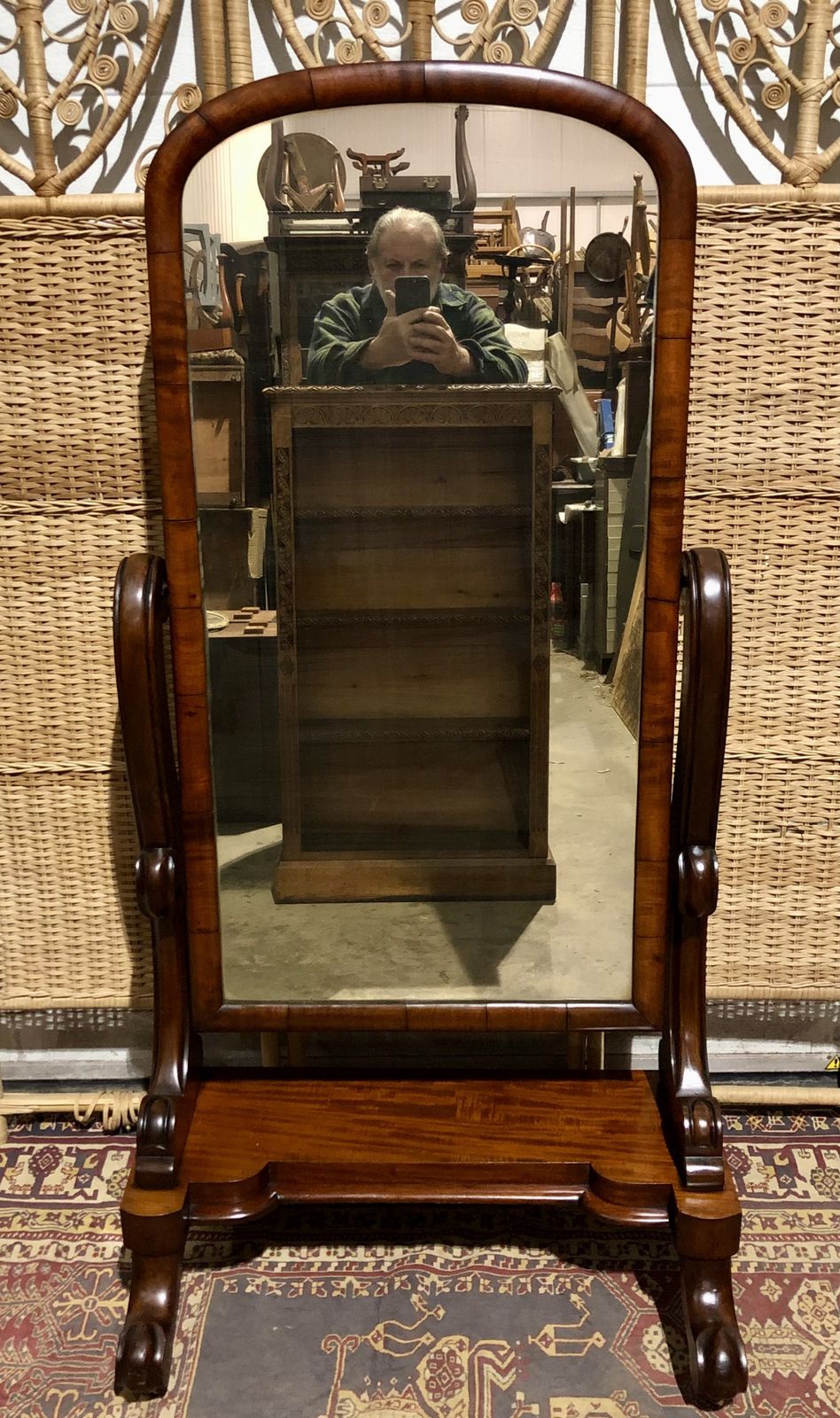 Handsome Victorian Mahogany Cheval Mirror photo buy