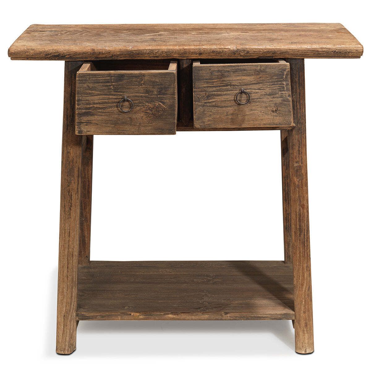 Elm Two Drawer Side Table, 1800s photo Furniture