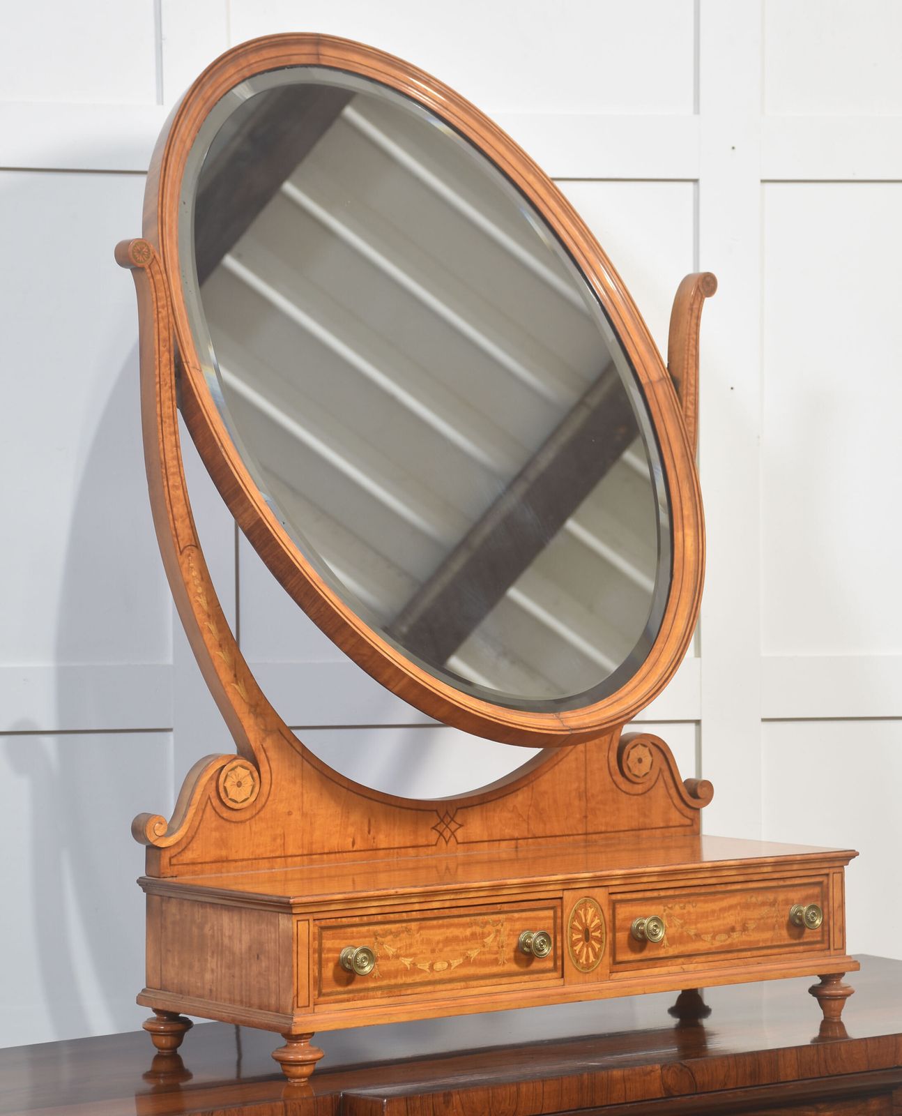 Fine Satinwood Inlaid Dressing Table Mirror photo 1074.0