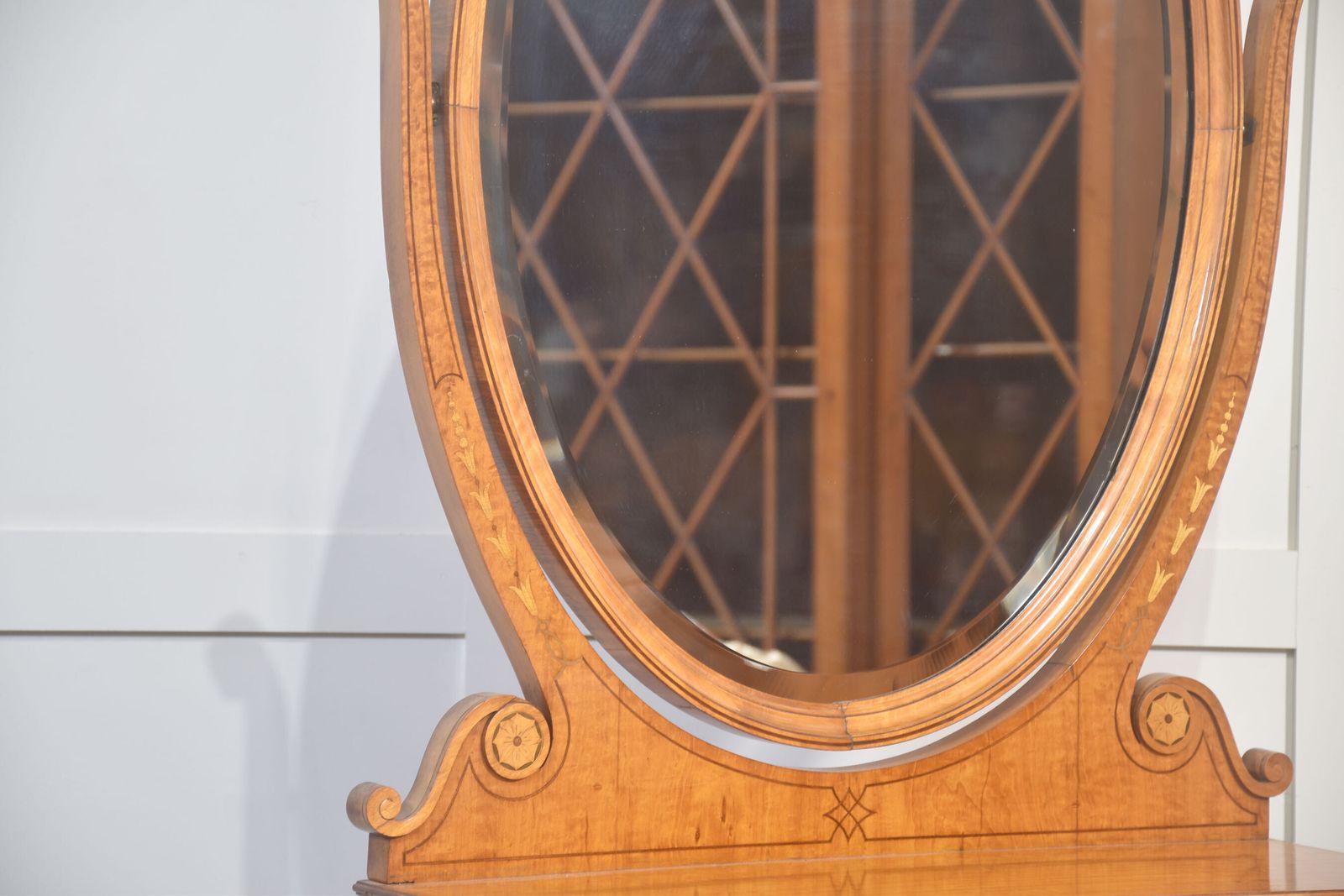 Fine Satinwood Inlaid Dressing Table Mirror photo vintage