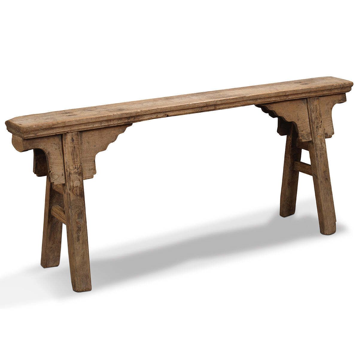 Elm Wood Antique Narrow Bench, 1900s