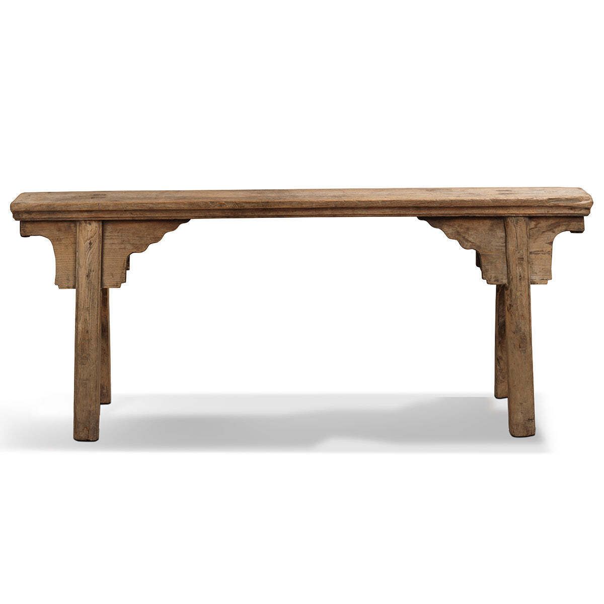 Elm Wood Antique Narrow Bench, 1900s photo furniture