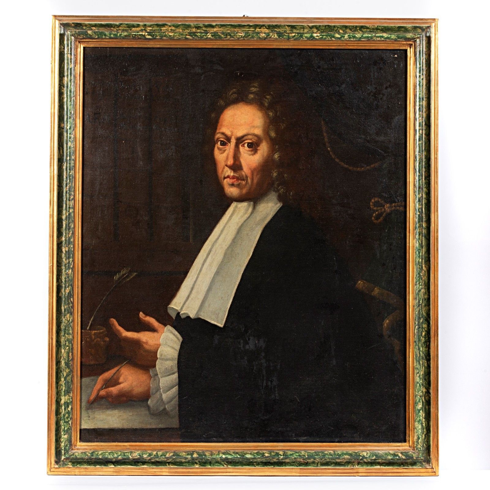 Art Antique Painting Portrait Of Magistrate Late 17th Early 18th Century photo