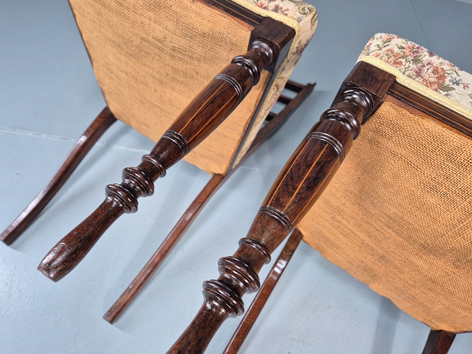 Furniture 3 Antique Saloon Chairs Rosewood Frame Floral Seats Inlay Victorian Eb10990 Vdin photo