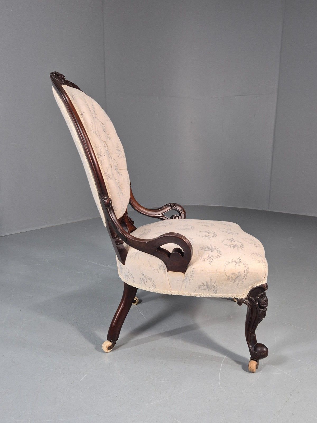 Victorian Balloon Back Nursing Chair Mahogany Carved Frame 1880s Eb10989 Vcar photo 275.0