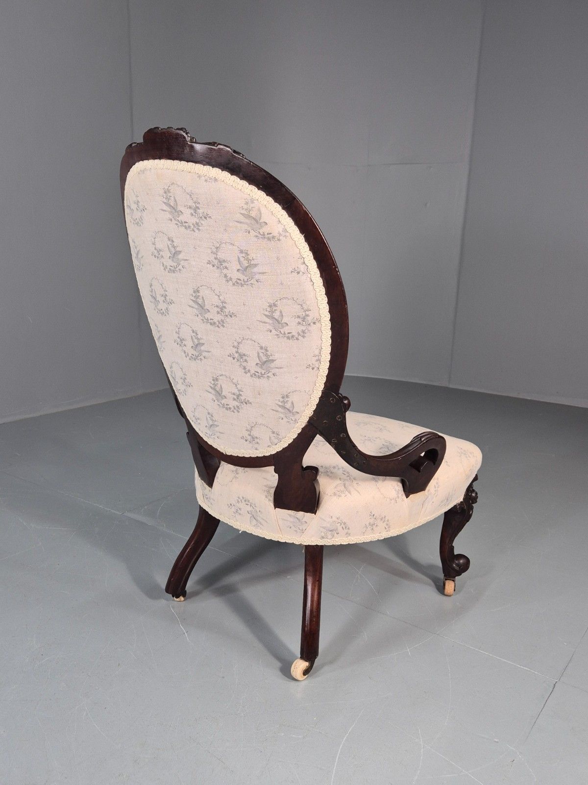 Victorian Balloon Back Nursing Chair Mahogany Carved Frame 1880s Eb10989 Vcar photo buy