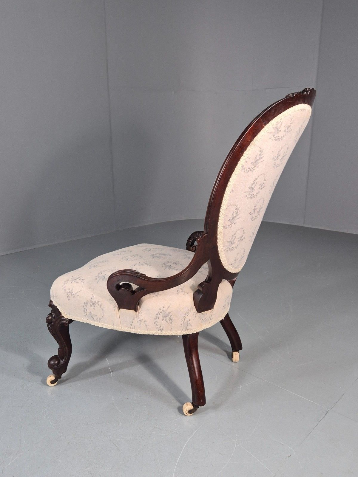 photo for sale Victorian Balloon Back Nursing Chair Mahogany Carved Frame 1880s Eb10989 Vcar