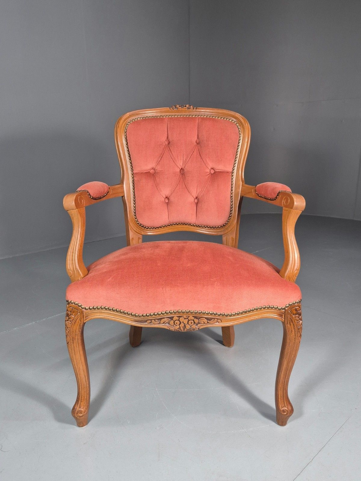 Vintage Rococo Lounge Chair Danish 1970s Reproduction Salmon Pink Eb10986 Vclo photo furniture