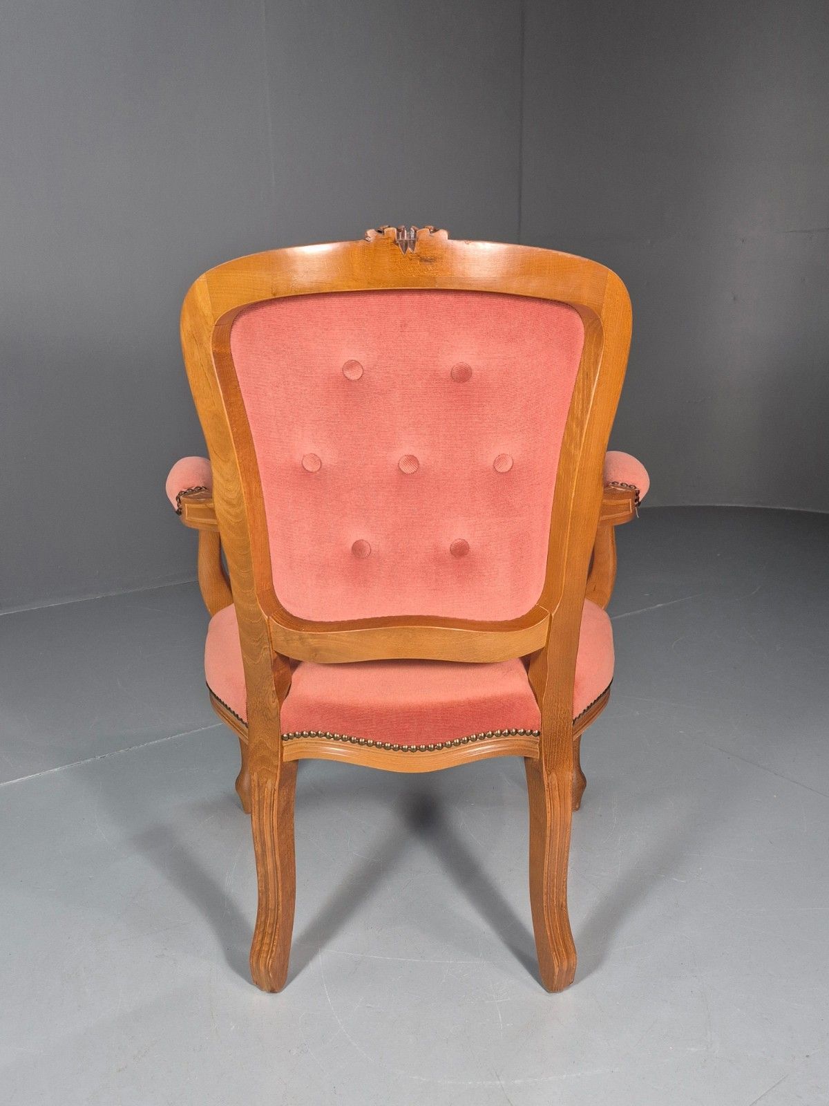 Vintage Rococo Lounge Chair Danish 1970s Reproduction Salmon Pink Eb10986 Vclo photo vinterior