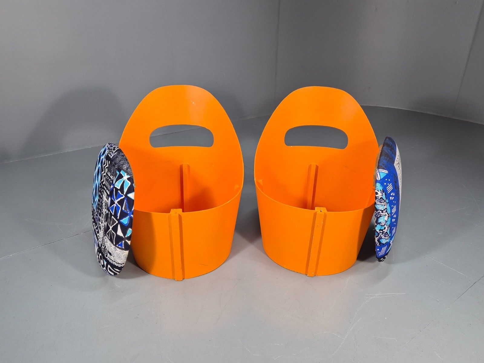 2 Vintage Retro Curved Plywood Chairs Orange 1970s Holdaway Style Eb10929 Mnor photo vinterior