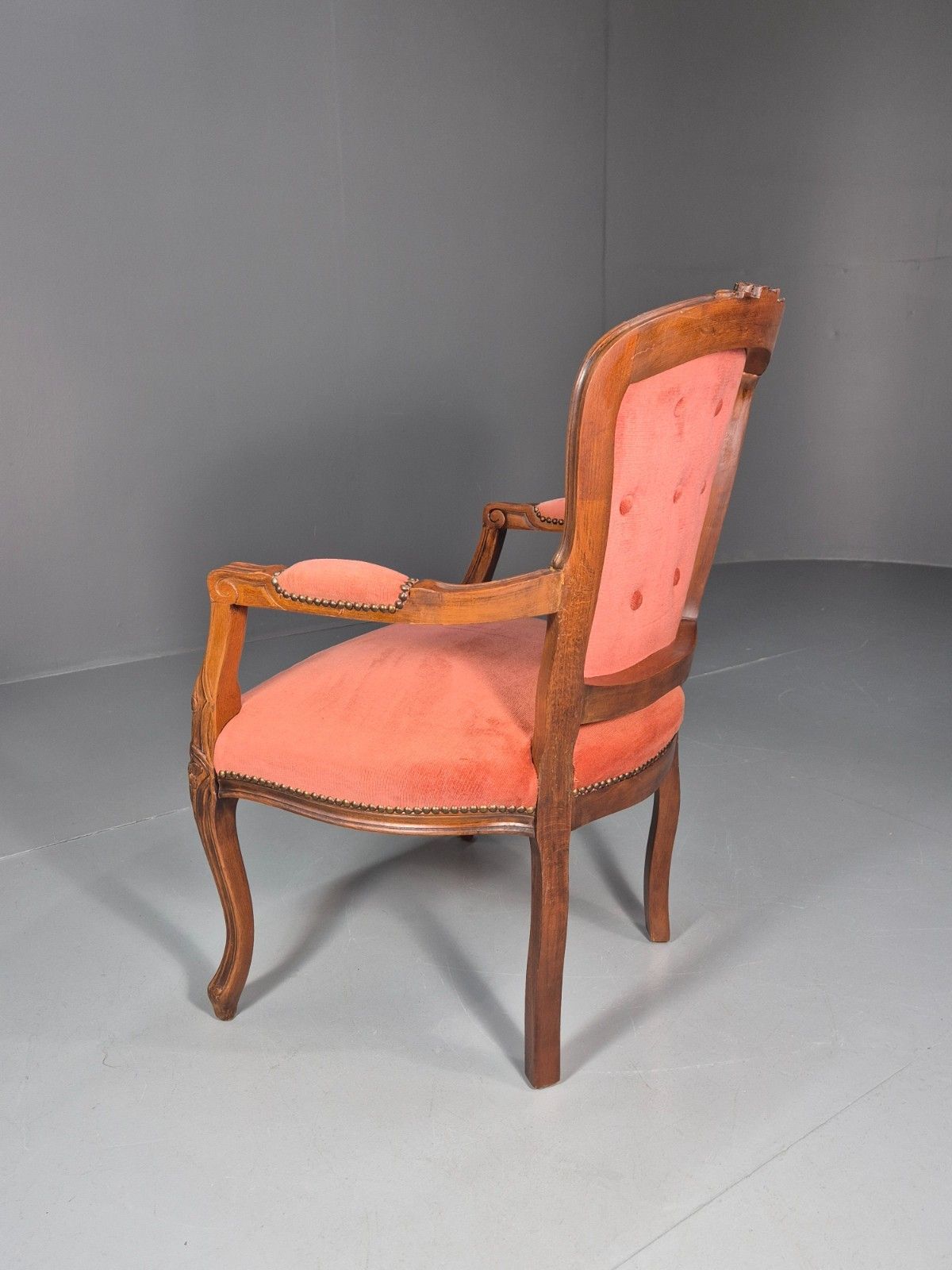 photo for sale Vintage Rococo Lounge Chair Danish 1970s Reproduction Salmon Pink Eb10773 Vclo
