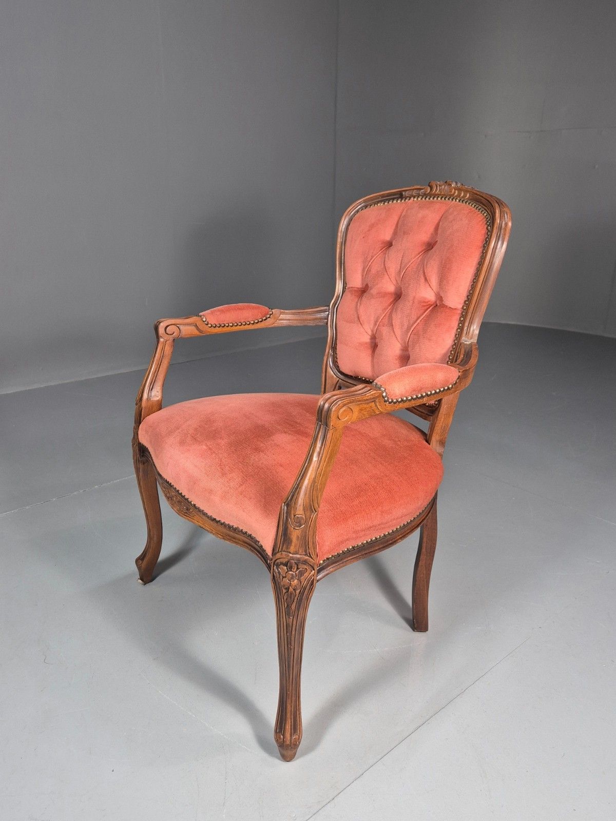 Furniture Vintage Rococo Lounge Chair Danish 1970s Reproduction Salmon Pink Eb10773 Vclo photo