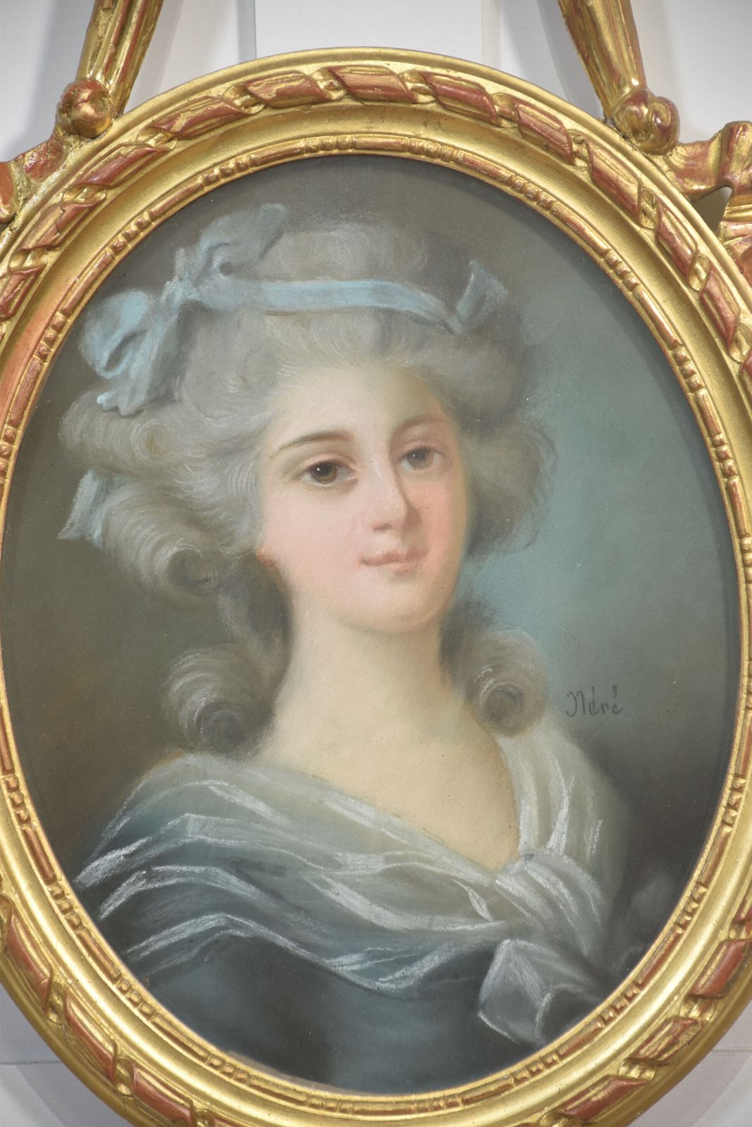 Refined Pair Of 19th Century French Pastel Portraits In Louis XVI Style Frames photo vinterior