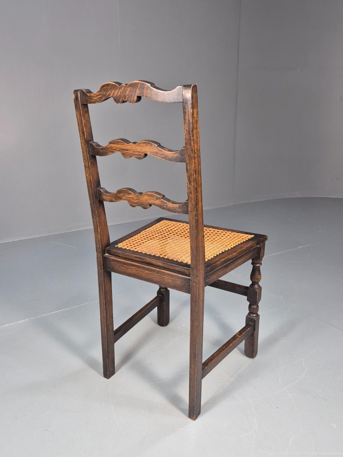 photo furniture Vintage Oak Dining Chair Cane Seat  1930s Antique Eb10700 Vber