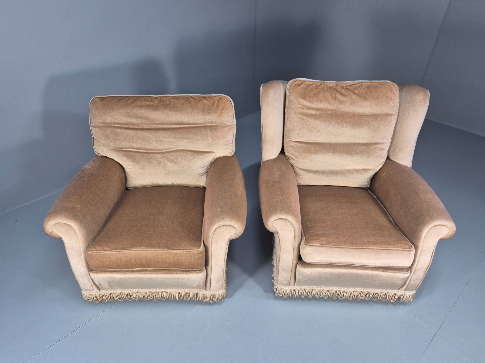 1970s Luxury Lounge Chairs Lowback And Wingback Gold Velour Retro  Eb10631 Vclo photo Furniture