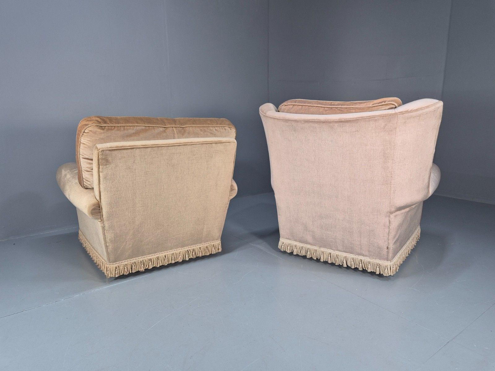 1970s Luxury Lounge Chairs Lowback And Wingback Gold Velour Retro  Eb10631 Vclo photo vintage