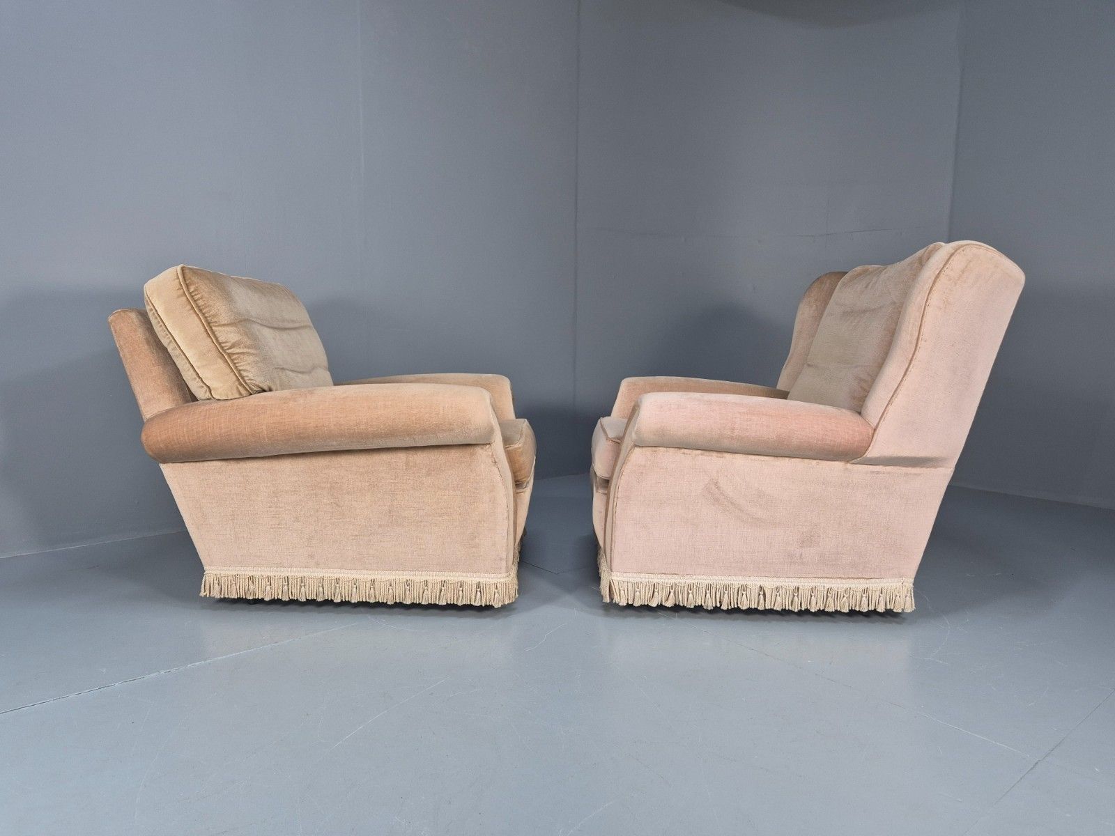 Furniture 1970s Luxury Lounge Chairs Lowback And Wingback Gold Velour Retro  Eb10631 Vclo photo