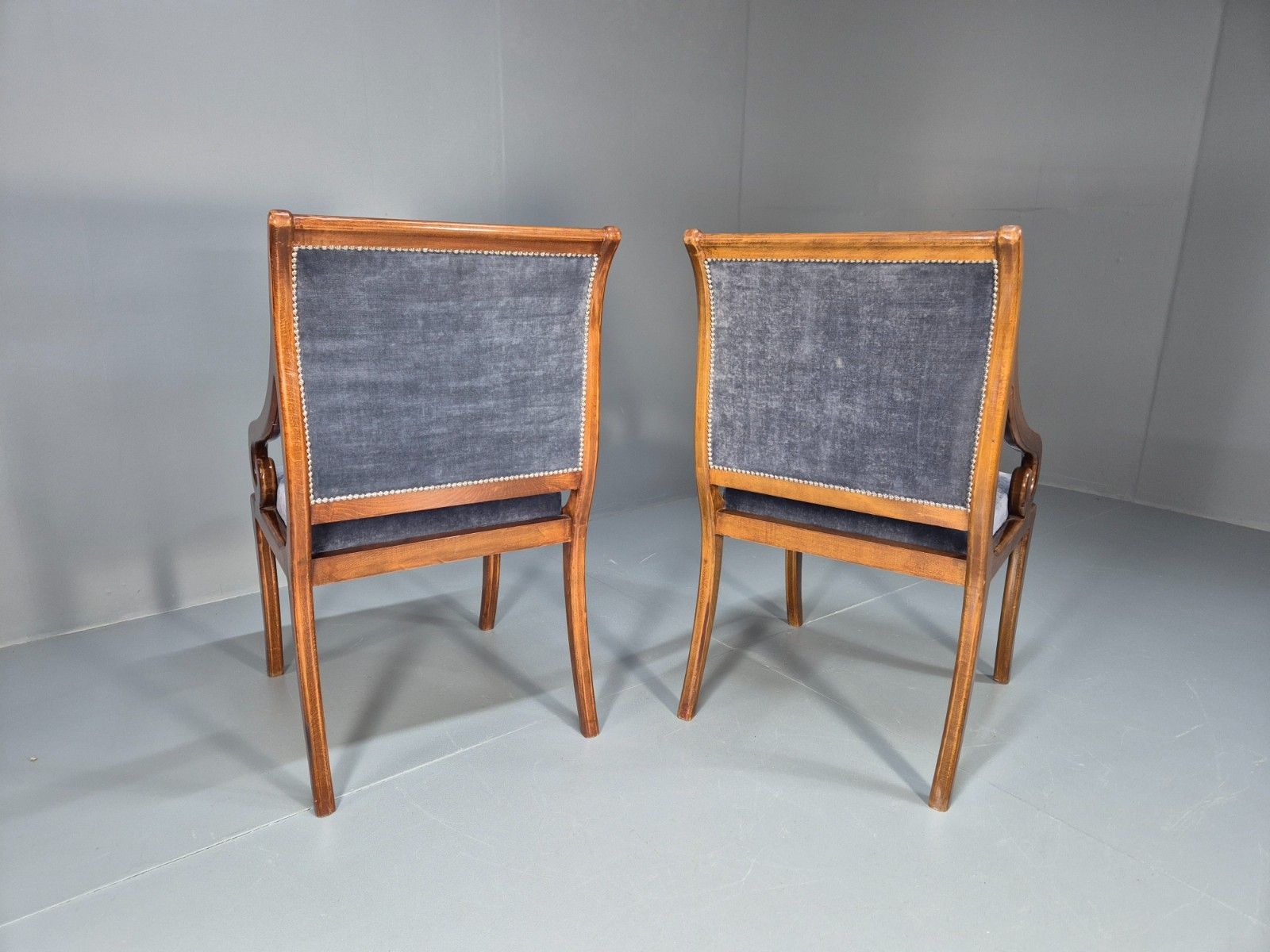 2 Regency Scroll Arm Saloon Chairs 20th Century Reproduction Eb10610 Mnor photo vintage