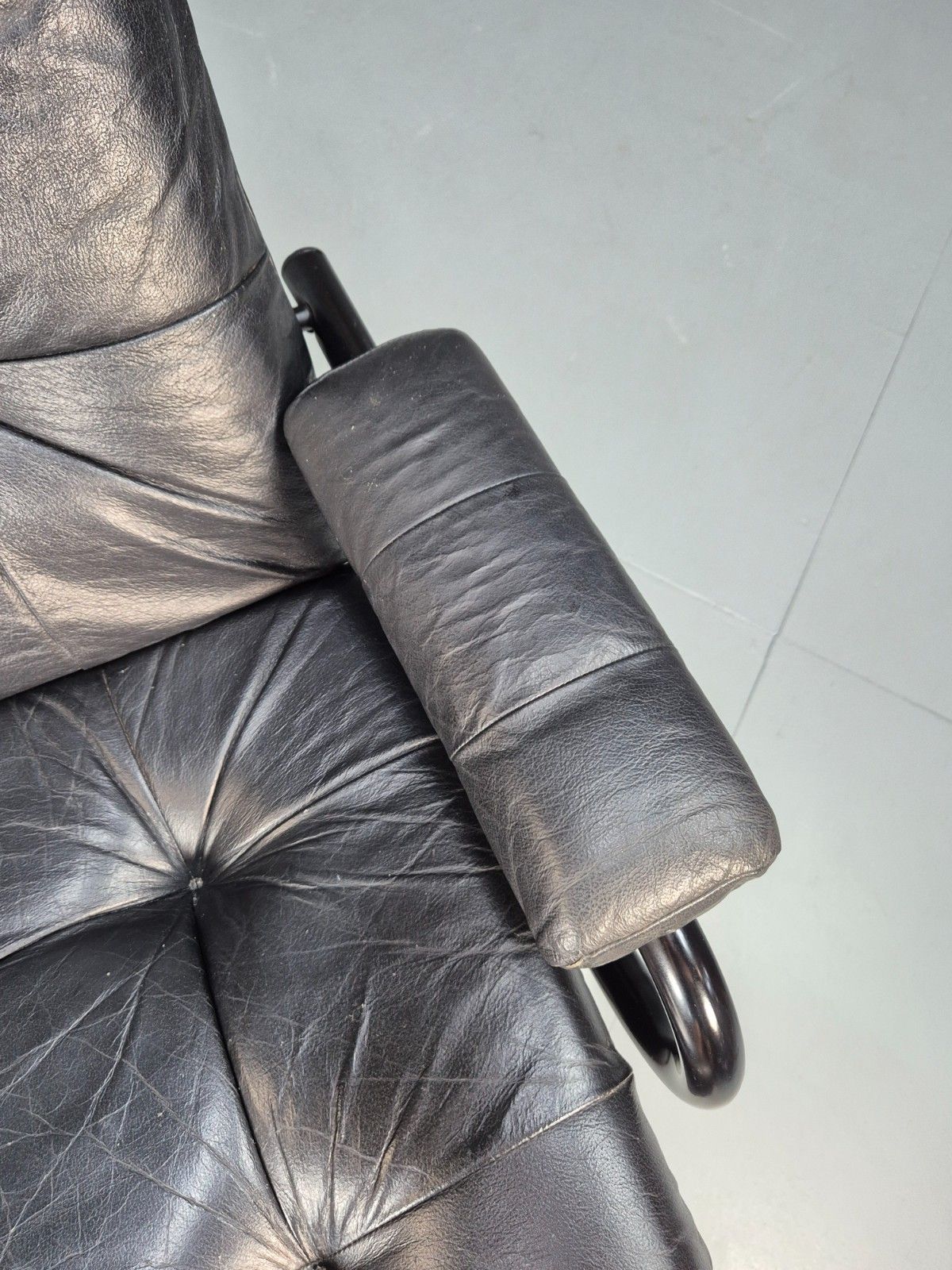 Vintage Danish 1980 Leather And Vinyl Swivel And Recline Chair Retro Eb9894 Mswi photo Furniture