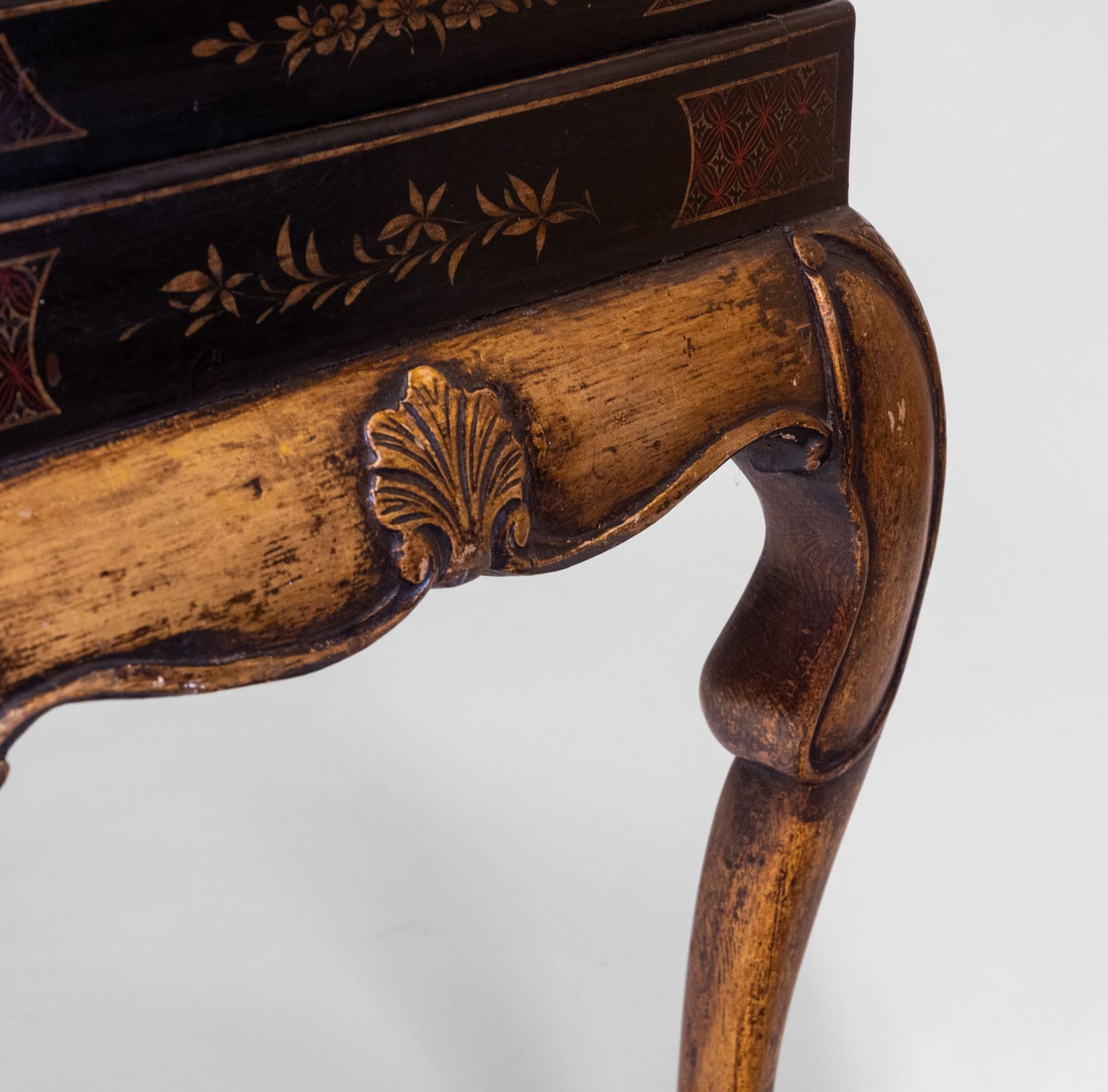 Early 20th Century Black & Gilt Japanned Chinoiserie Chest On Stand photo vinterior