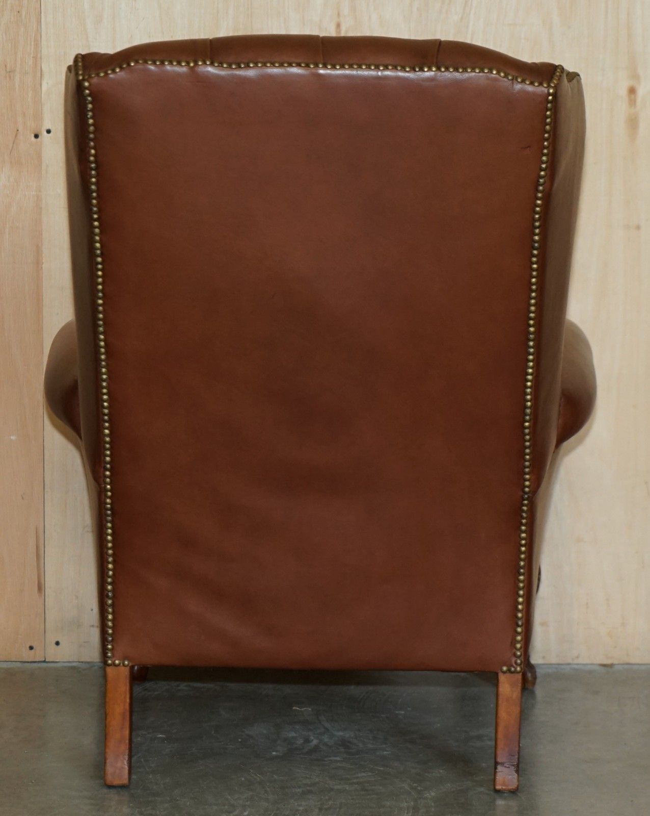 4950.0 Stunning Pair Of Lion's Hairy Paw Feet Chesterfield Tufted Wingback Armchairs photo