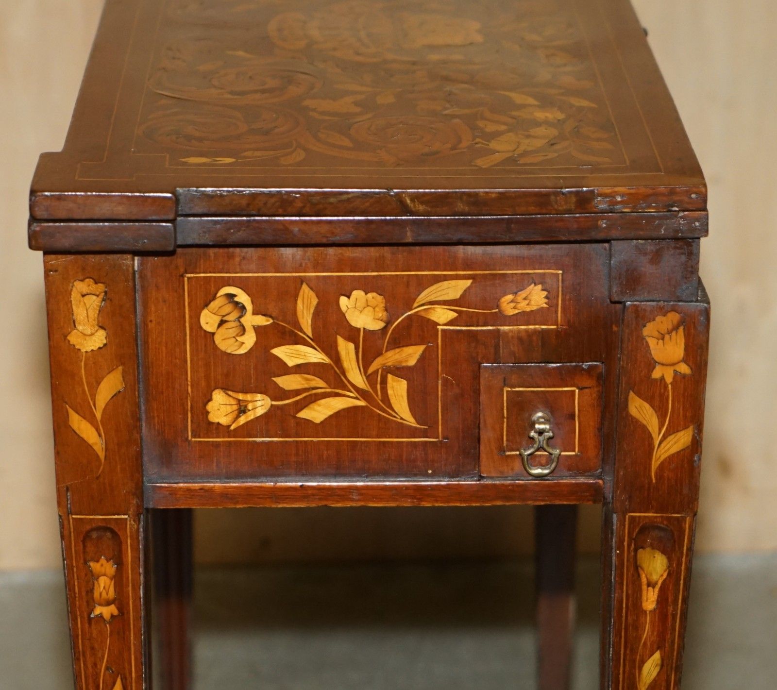 photo buy Fully Restored Circa 1800 Dutch Marquetry Inlaid Chess Poker Games Cards Table