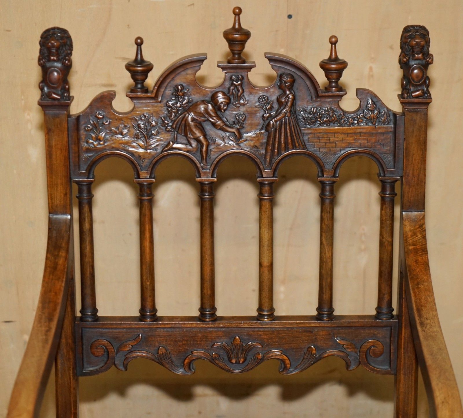 Antique Louis XIII Revival 10 Person Walnut & Marble Dining Table & Chair Suite photo buy