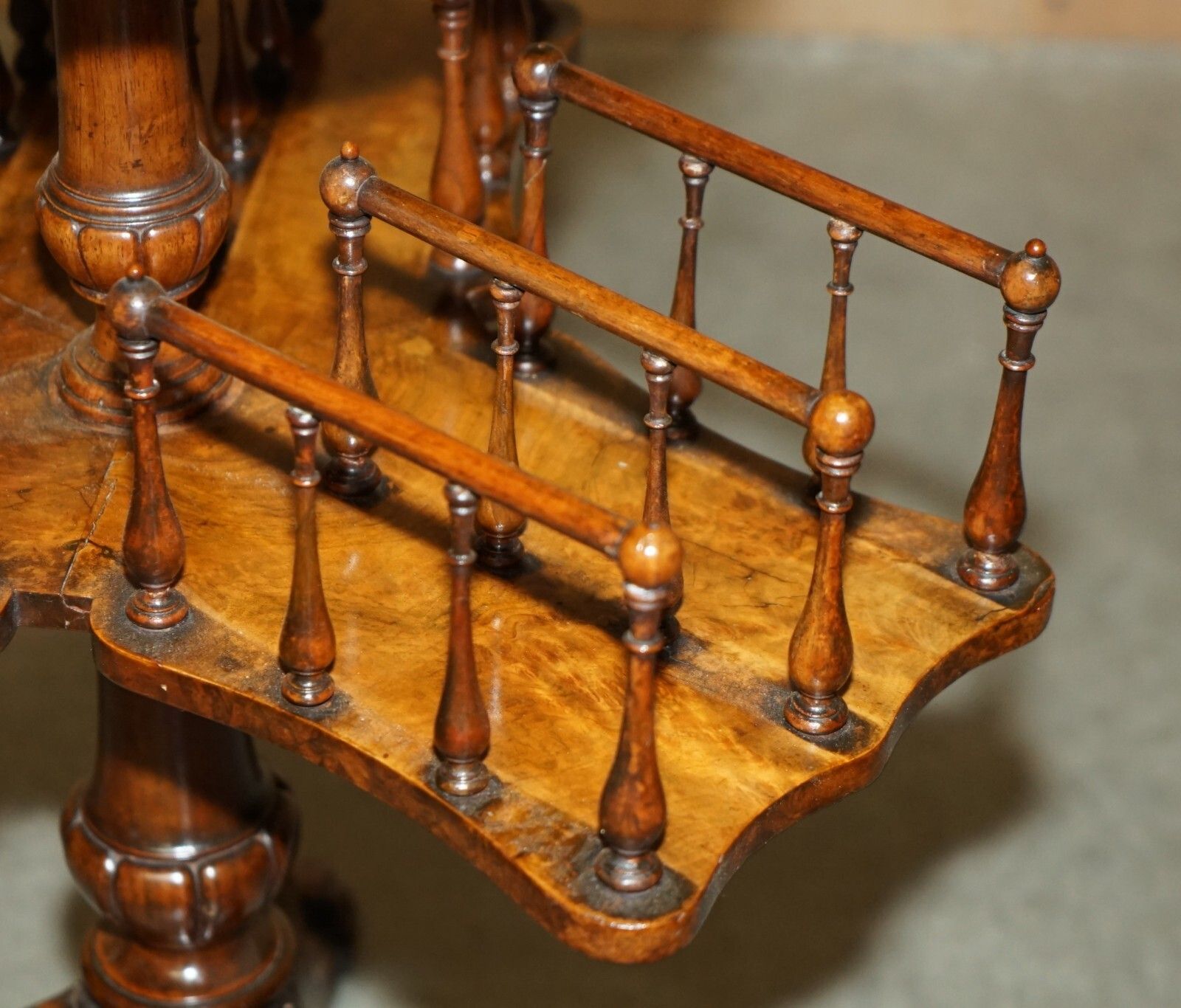 Antique  Restored Victorian Burl Walnut Library Revolving Book Table Bookcase photo buy