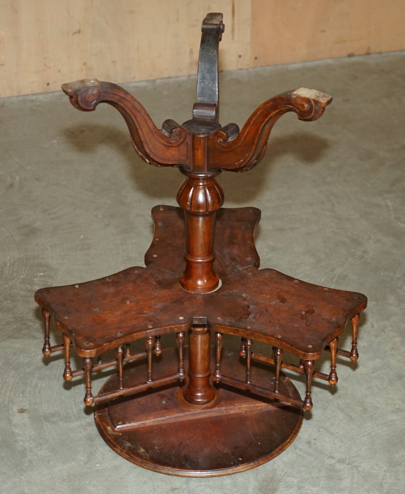 photo vinterior Antique  Restored Victorian Burl Walnut Library Revolving Book Table Bookcase