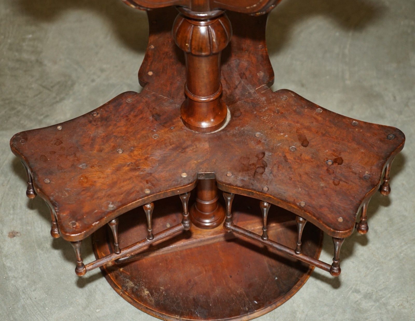 photo buy Antique  Restored Victorian Burl Walnut Library Revolving Book Table Bookcase