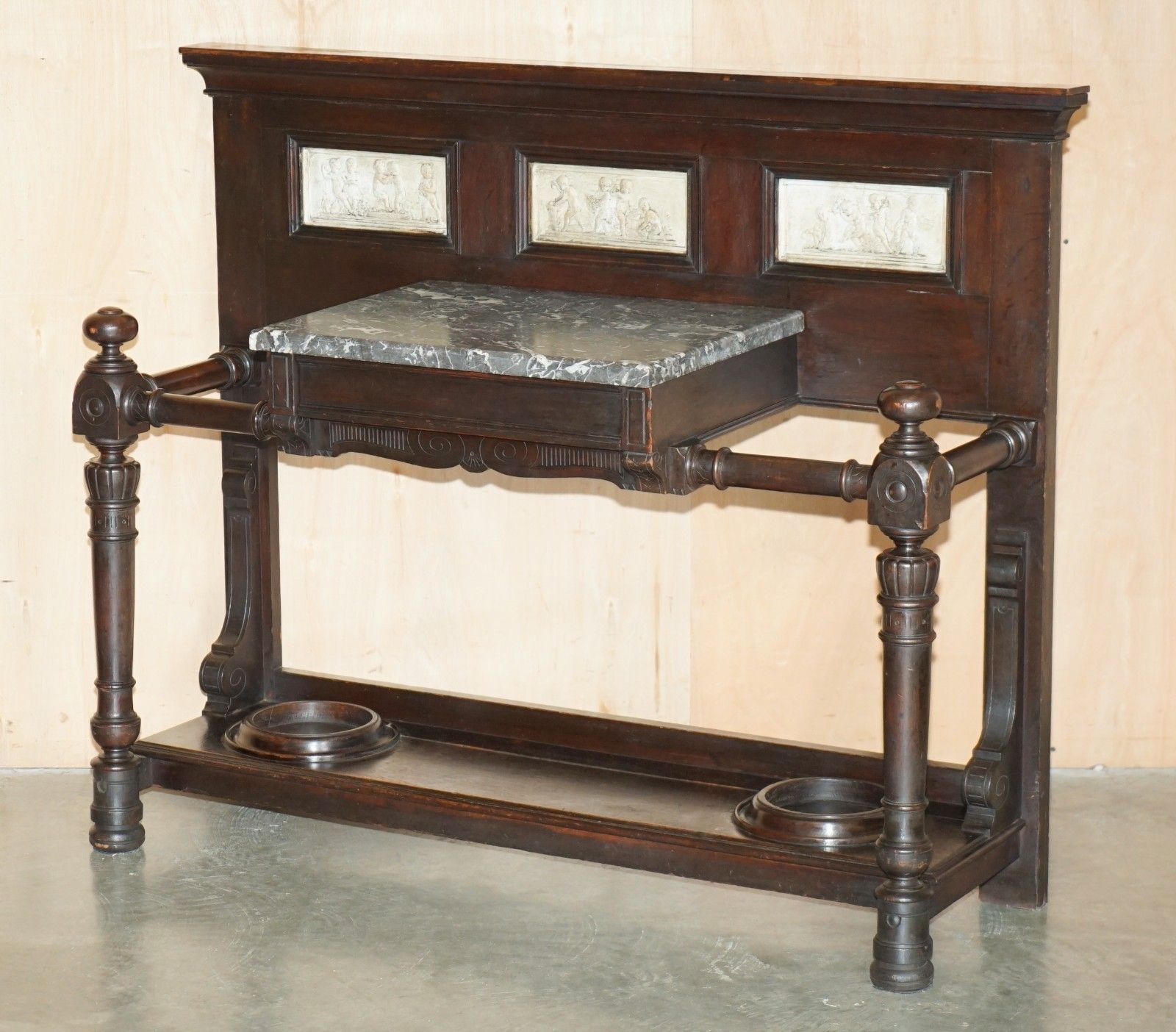 John Maple & Co Mahogany & Marble With Italian Plaster Friezes Umbrella Stand photo furniture