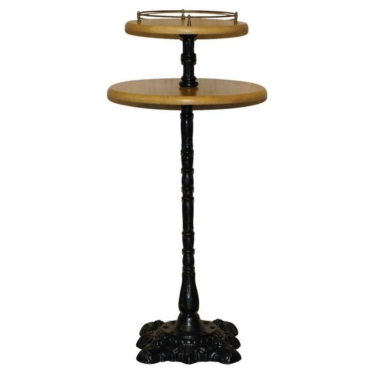 Lovely Cast Iron Cocktail Bar Top Table With Gallery Rail