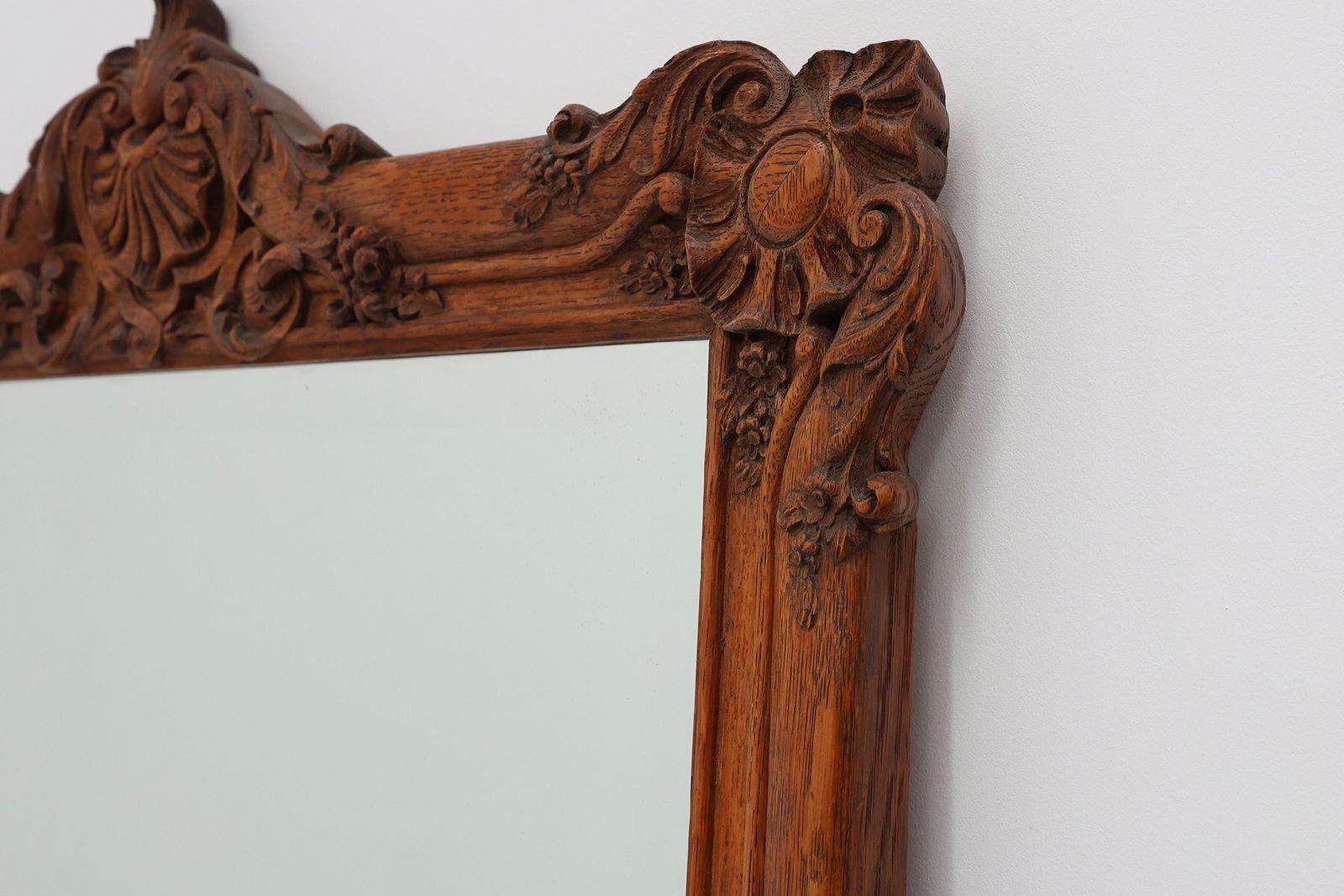 French Baroque Carved Wooden Beveled Mirror, 1890s photo vinterior