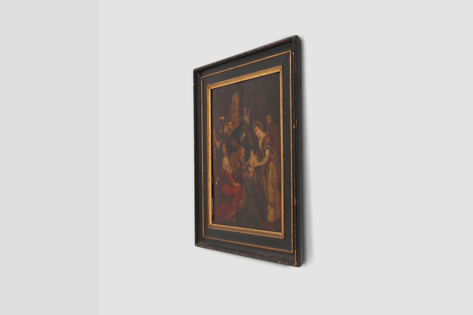 Adoration Of The Magi, Flemish, 1800s, Oil On Wood Painting, Wood, Framed photo Art