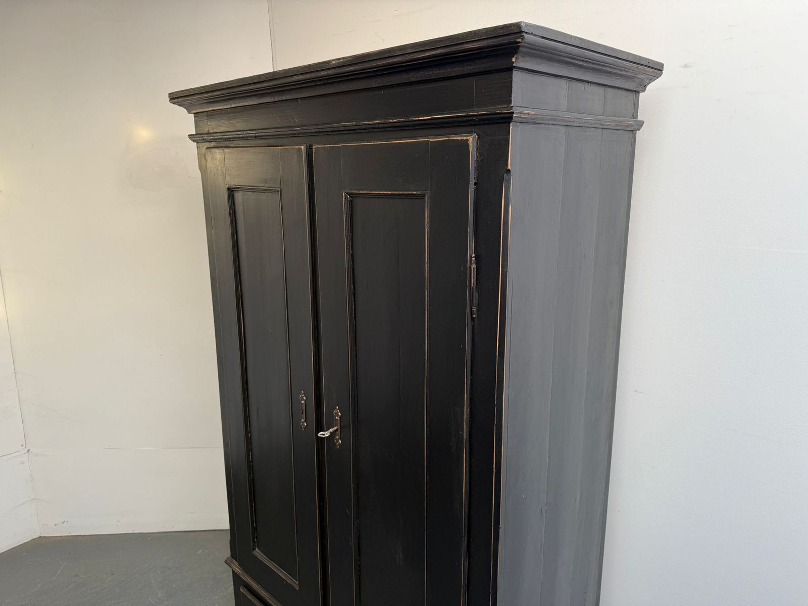 A Trendy Victorian Pine Painted Black Child / Hall Wardrobe photo 895.0