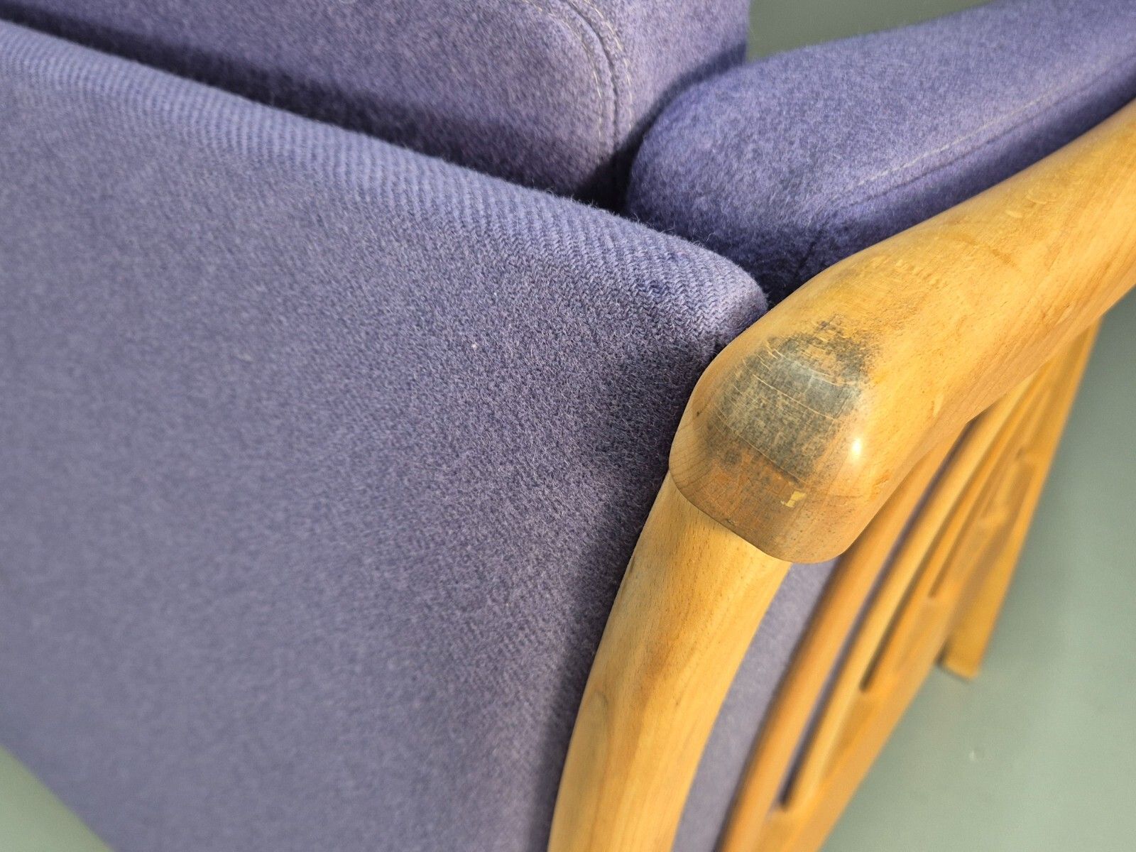 photo buy Vintage 2 Seat Sofa Purple Wool Beech End Stouby 1980s Retro Mcm  Eb8575 M2ss