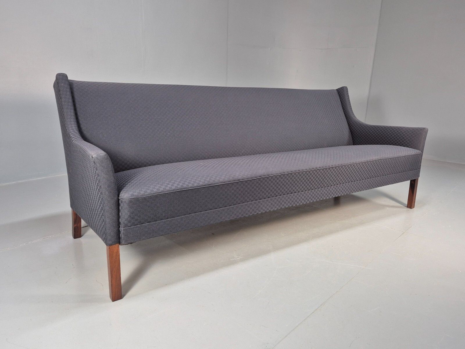 Vintage Danish 3 Seat Sofa Blue Check Cotton Mogensen Mcm 1960s  Eb8589 M3ss photo furniture