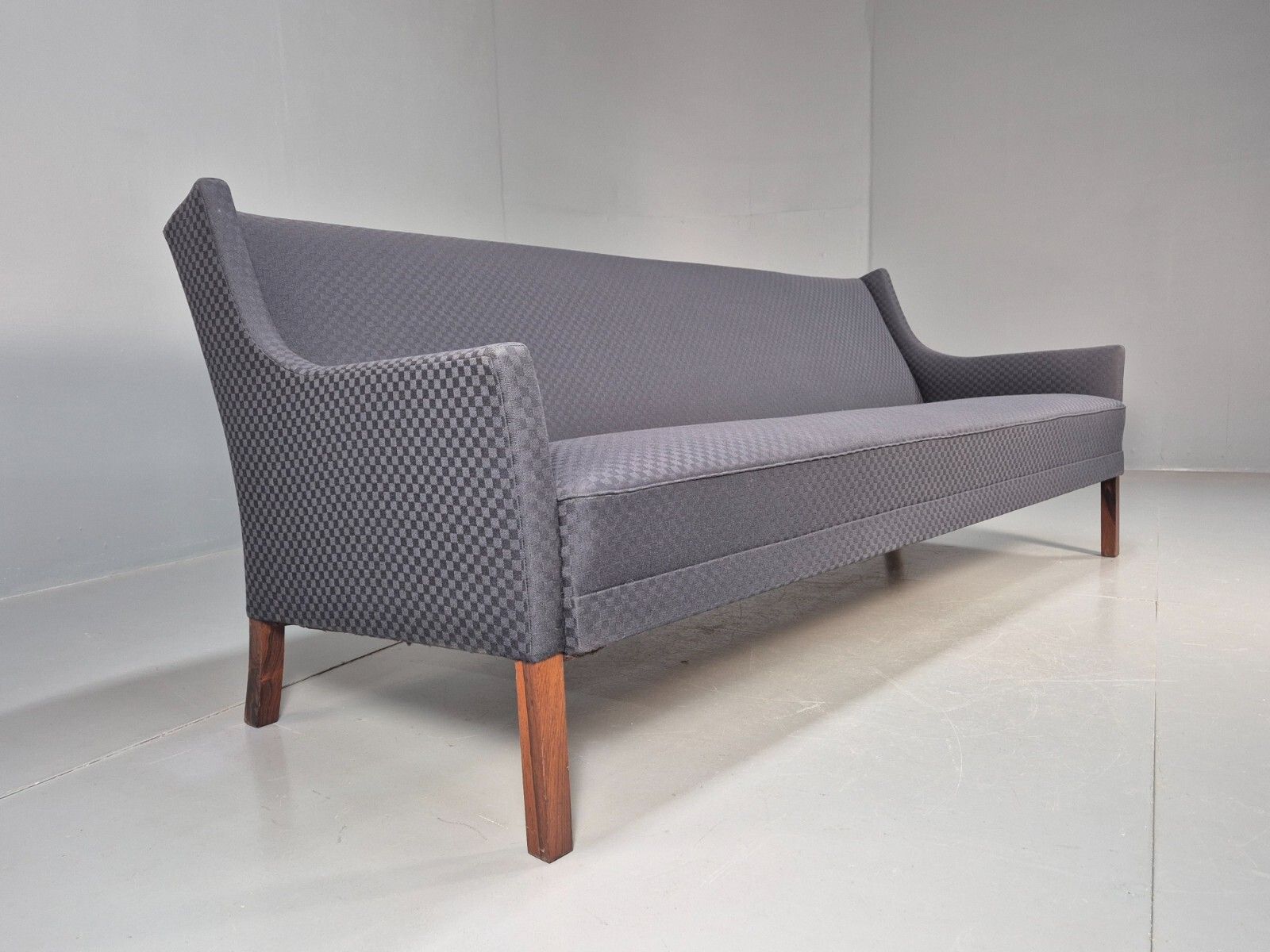 Vintage Danish 3 Seat Sofa Blue Check Cotton Mogensen Mcm 1960s  Eb8589 M3ss photo for sale