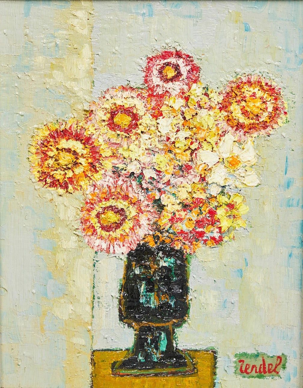 Gabriel Zendel Flower Still Life Oil Painting photo furniture