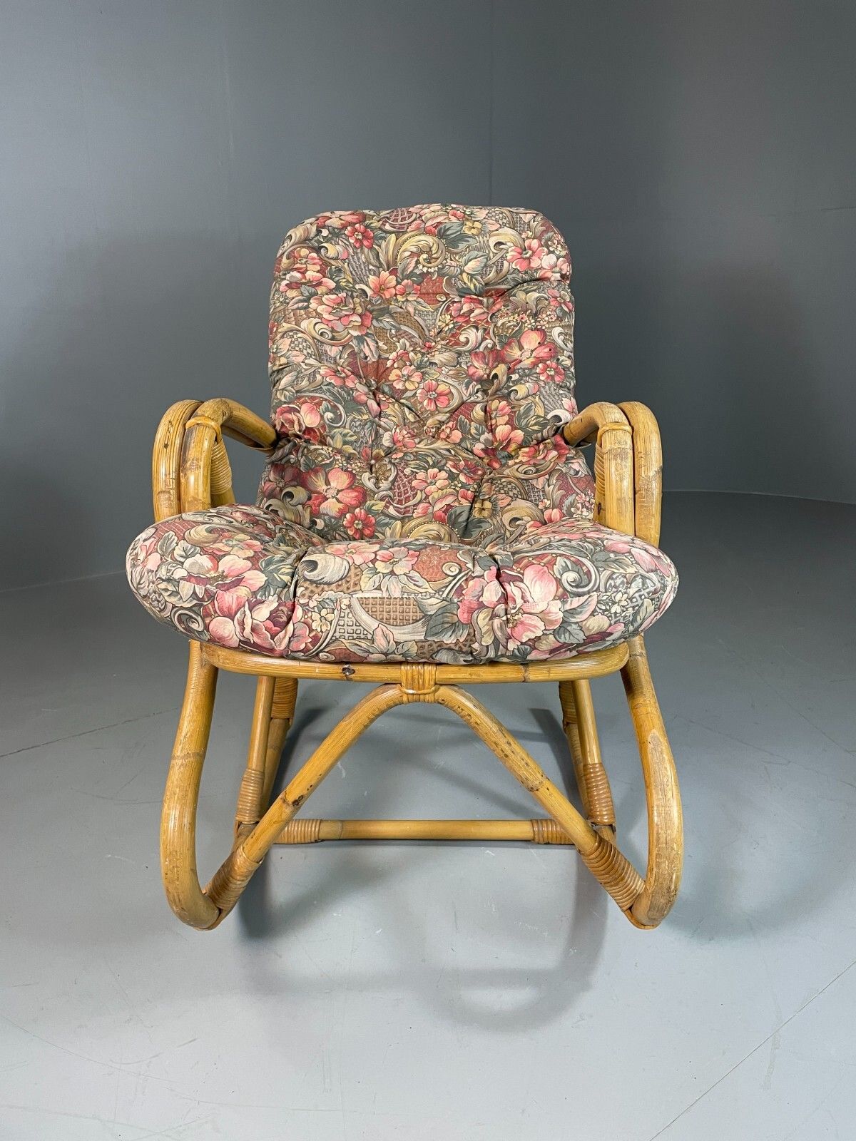 Vintage Cane Rocking Chair Floral 1970s Retro Eb6413 Vber photo furniture