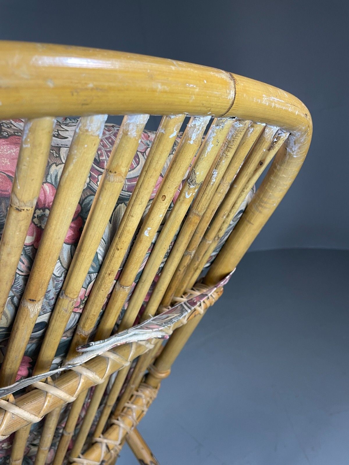 photo furniture Vintage Cane Rocking Chair Floral 1970s Retro Eb6413 Vber
