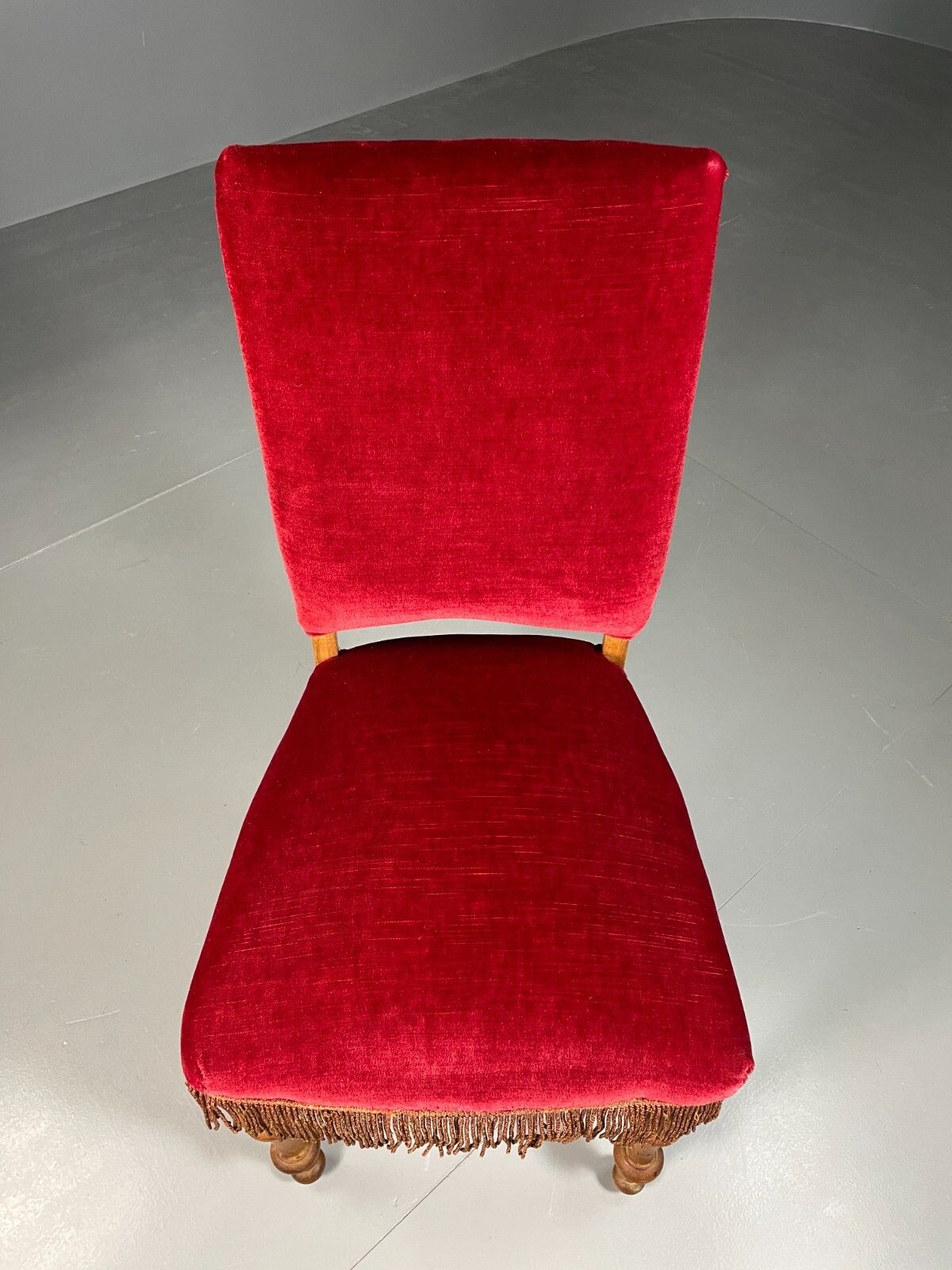 Antique Danish Small Chair Decorative Red Velour Oak Vintage Eb6486 Vclo photo Furniture
