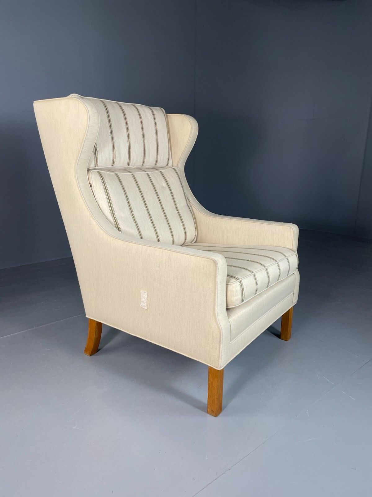 Vintage Danish Lounge Chair Cream Wool Wing Back 1979s Retro Mcm Eb6620 Mnor photo Furniture